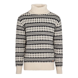 Fuza Wool Gorm High Neck Sweater Men - White/Coal